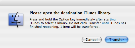 Screenshot: Transfer prompt