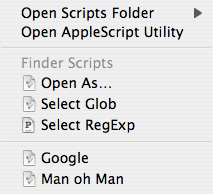 Screenshot: Example Script Menu contents