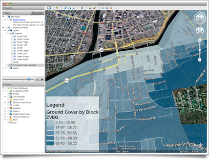 Rudimentary legend generated by Map to KML conversion tool.