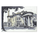 Marker sketch illustration of the Davidge Mansion